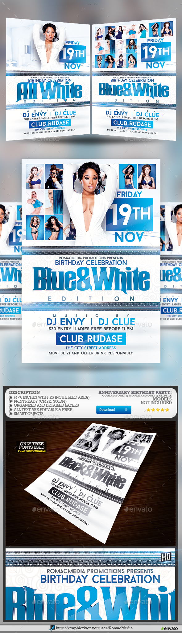 Blue and White Anniversary Birthday Party - Clubs & Parties Events