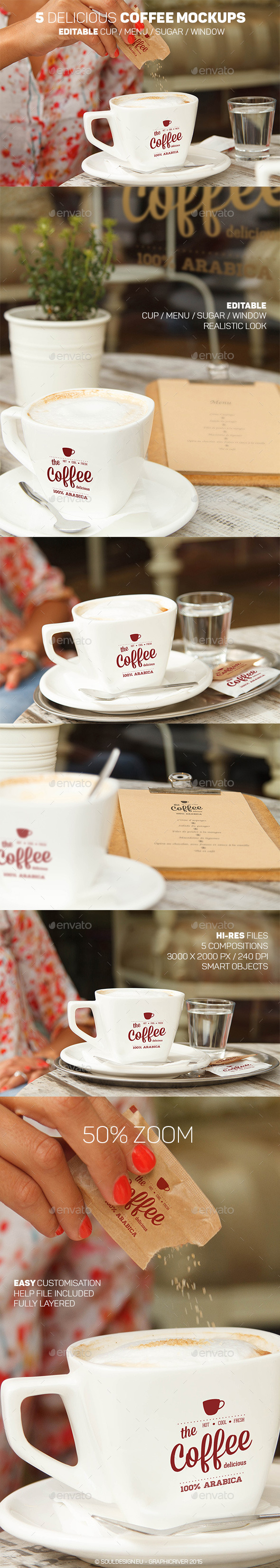 5 Delicious Coffee Mockups - Logo Product Mock-Ups