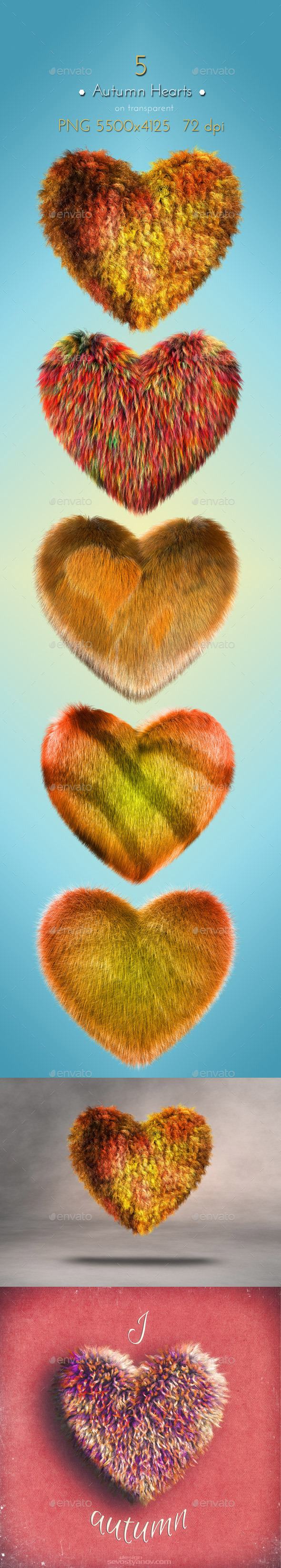 Autumn Hearts - Objects 3D Renders