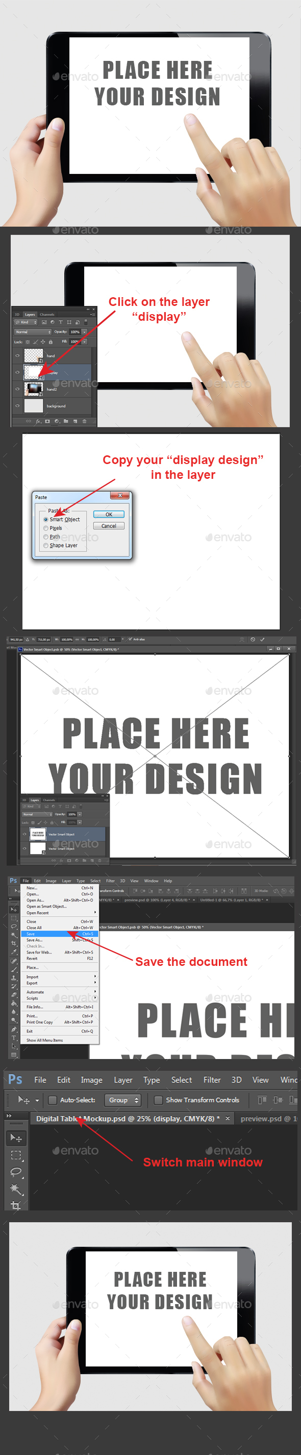 Finger Touching Touch Pad PC Mockup - Mobile Displays