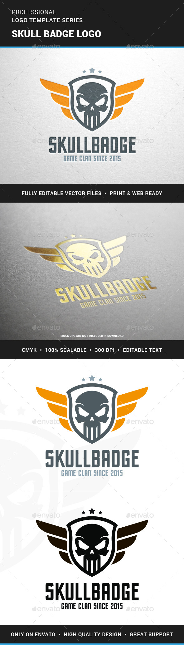 Skull Badge Logo Template - Crests Logo Templates