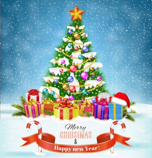 Winter Background with Presents - Christmas Seasons/Holidays