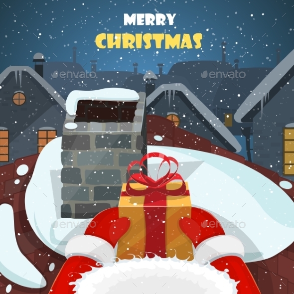 Merry Christmas Postcard Illustration - Christmas Seasons/Holidays