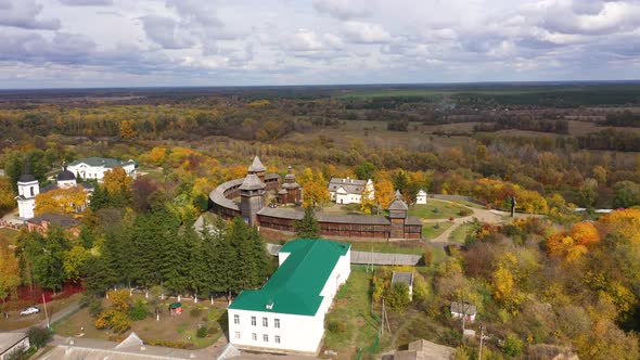 Baturin Wooden Fortress with the Seym River in Chernihiv Oblast of Ukraine