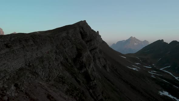 Aerial Fly Near Monte Pelmo in Dolomites Italy at Sunset  alt