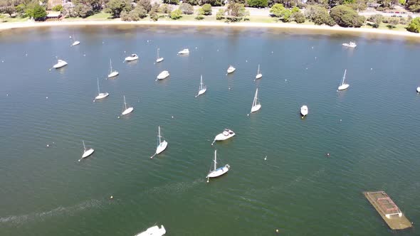 Aerial view of Boats by the Shore in Australia
