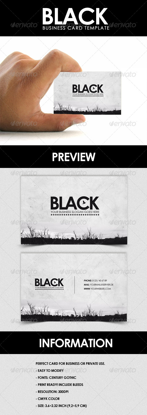 Black - Business Card Template - Creative Business Cards