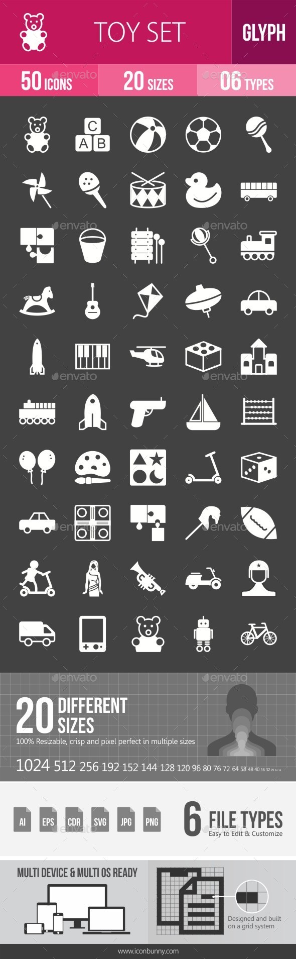 Toys Glyph Inverted Icons - Icons