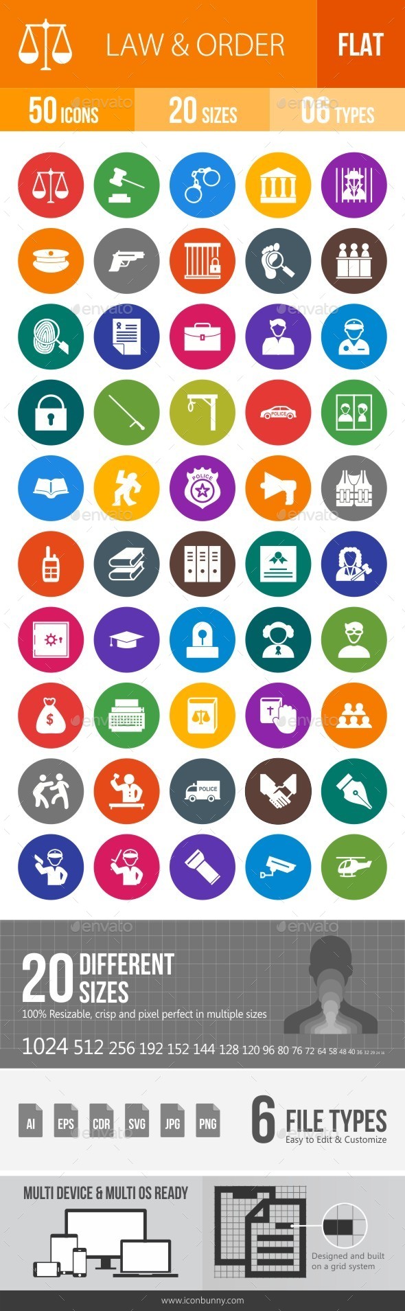 Law & Order Flat Round Icons - Icons