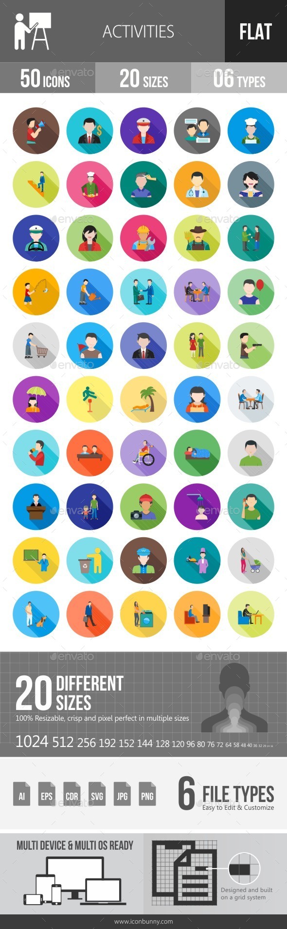 Activities Flat Shadowed Icons - Icons