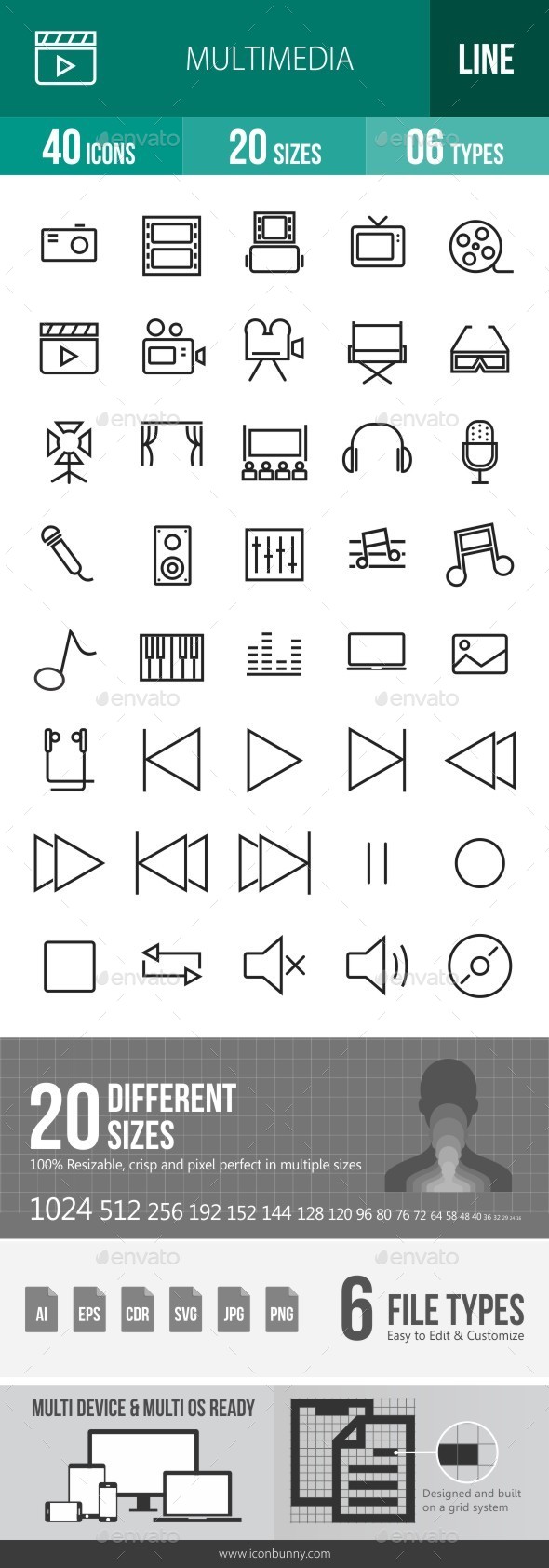 Multimedia Line Icons - Icons