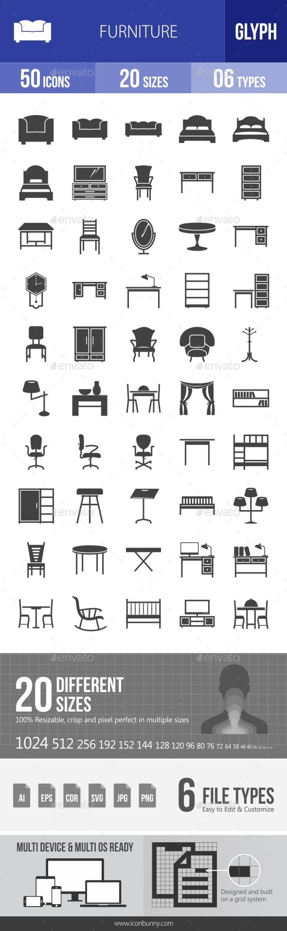 Furniture Glyph Icons - Icons