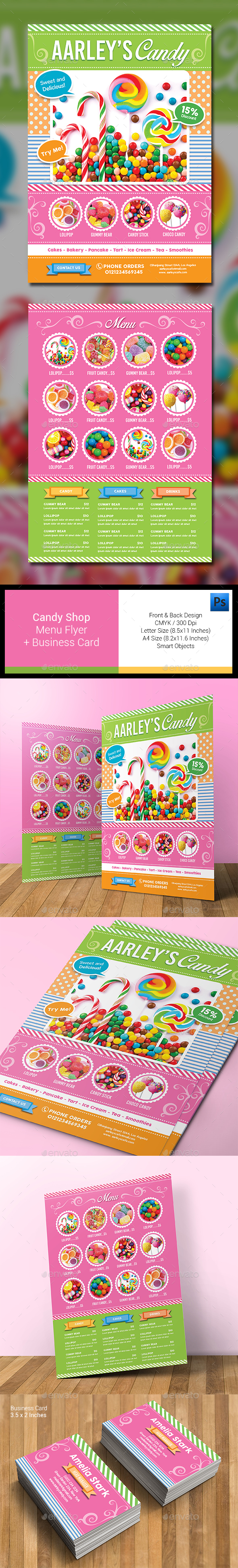 Candy Shop Menu Flyer - Food Menus Print Templates