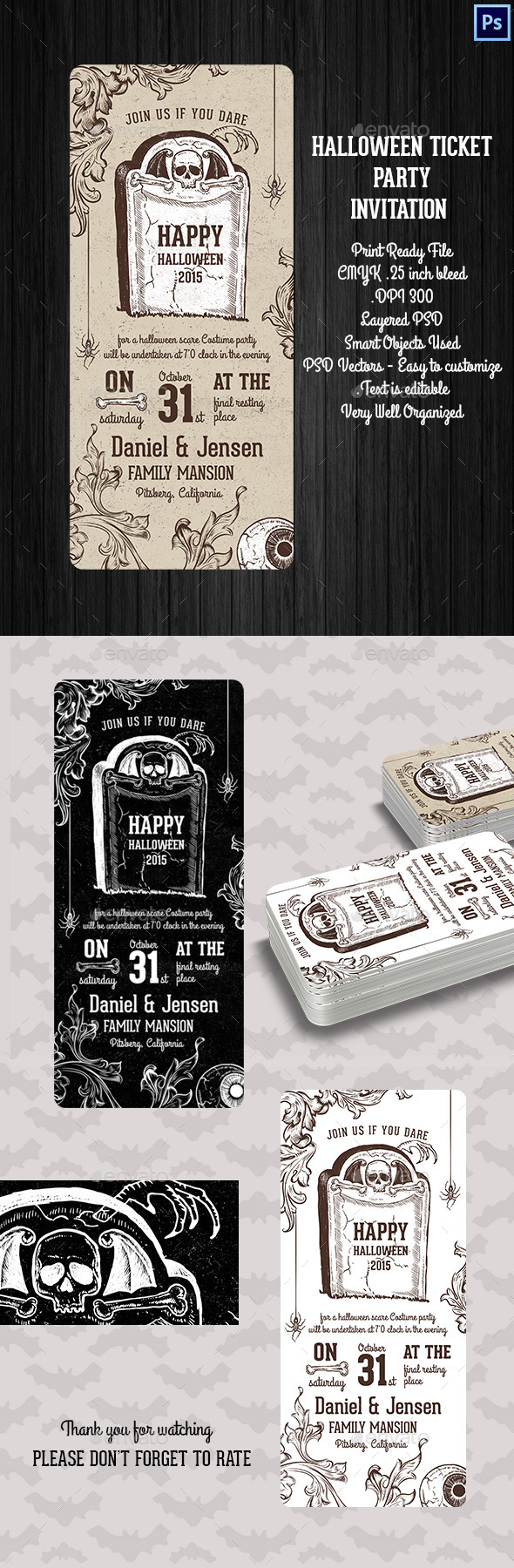 Halloween Ticket Party Invitation - Invitations Cards & Invites