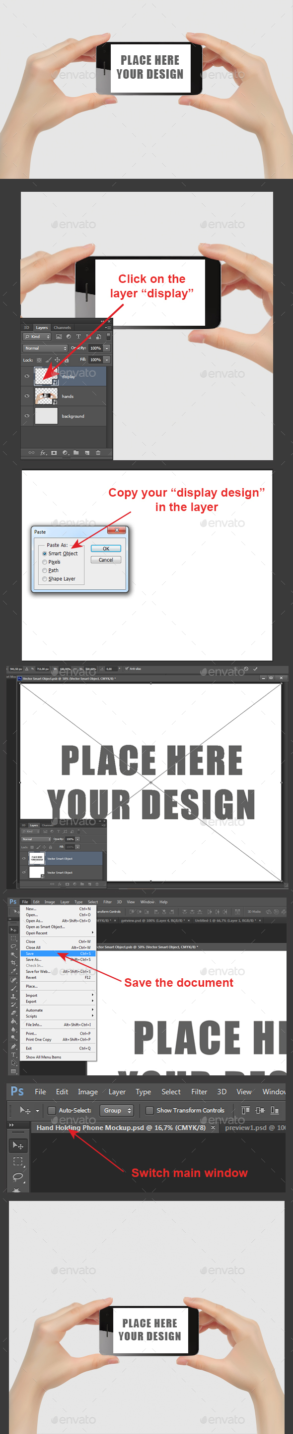 Hand Holding Phone Mockup - Mobile Displays
