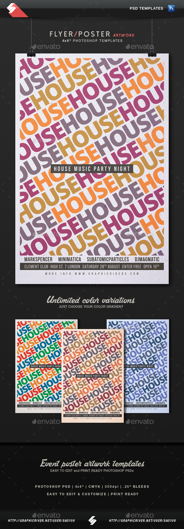 House Music - Party Flyer Artwork Template - Clubs & Parties Events