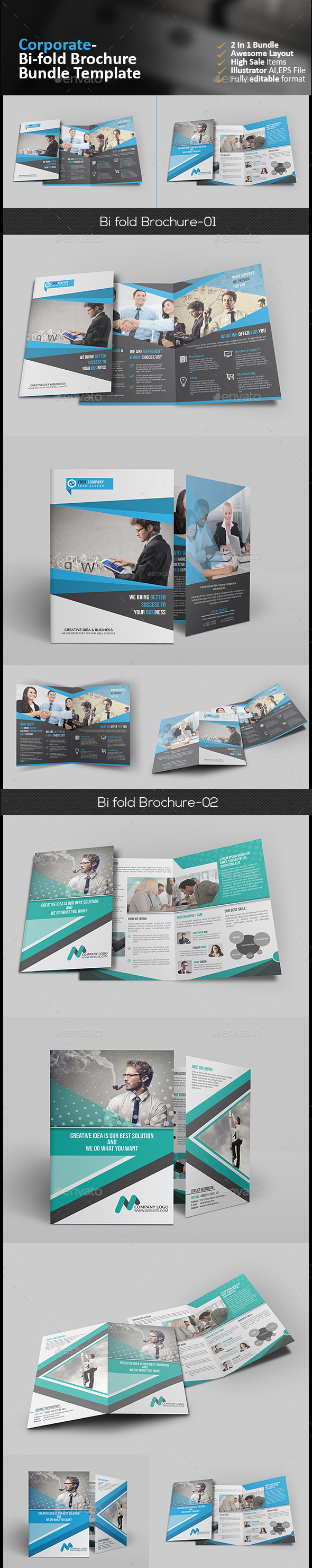Bi Fold Brochure Bundle 2 in 1 - Corporate Brochures