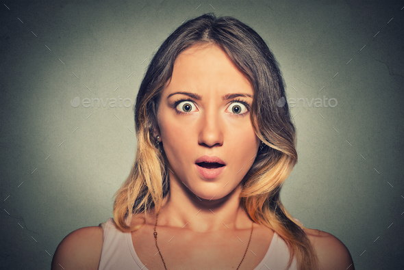 Woman scared face - Stock Image - Everypixel