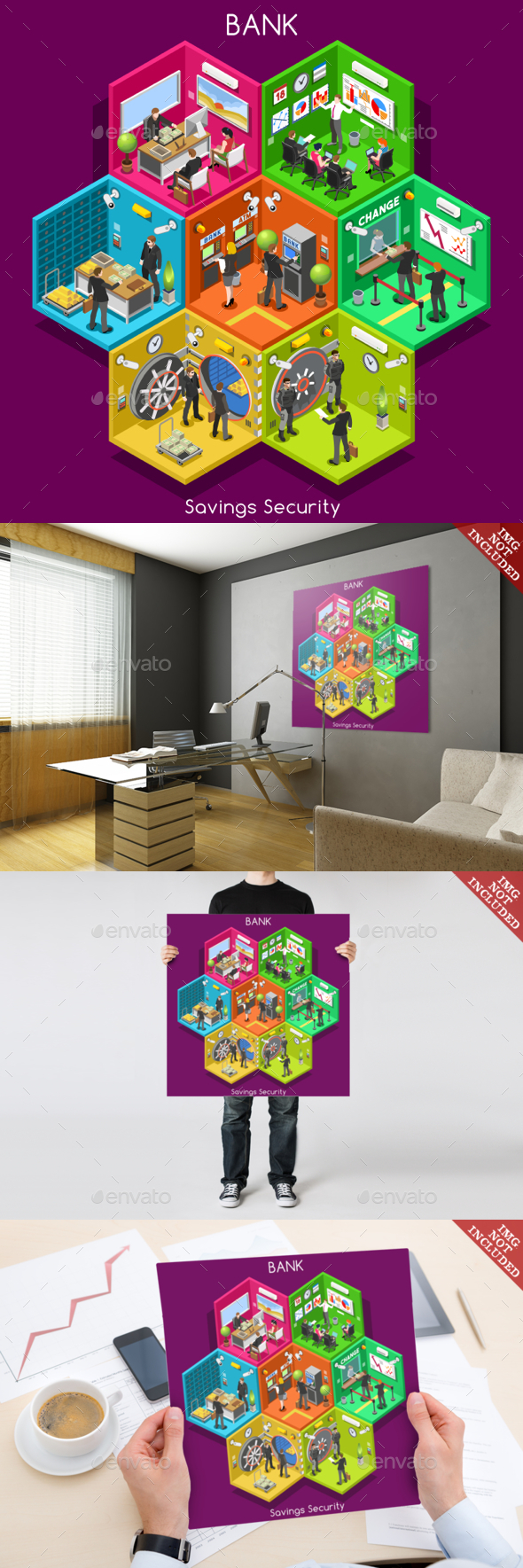 Bank Cells Isometric - People Characters