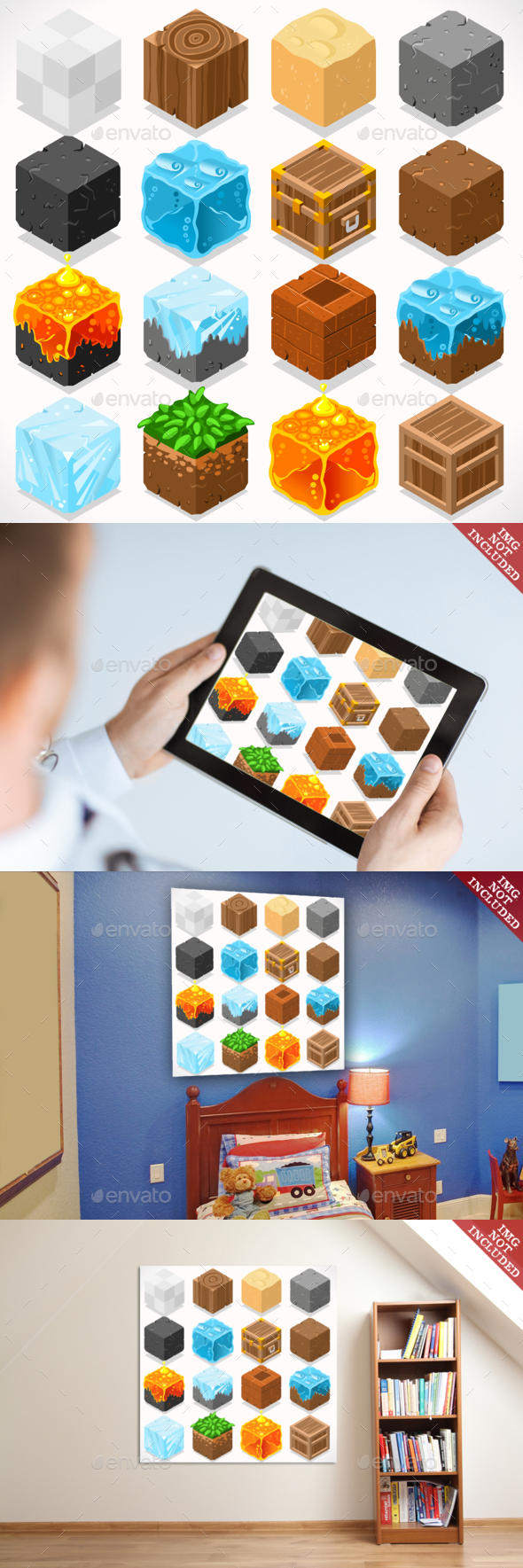 Mine Cubes Elements Isometric - Organic Objects Objects