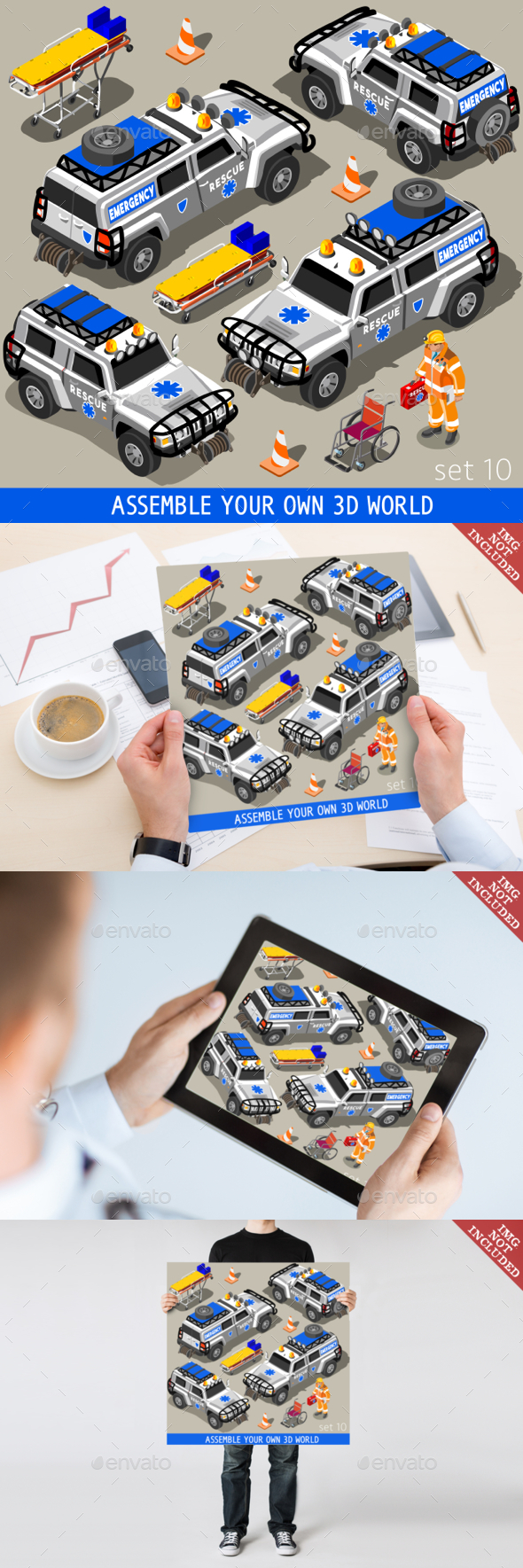 First Aid Vehicle Isometric - People Characters