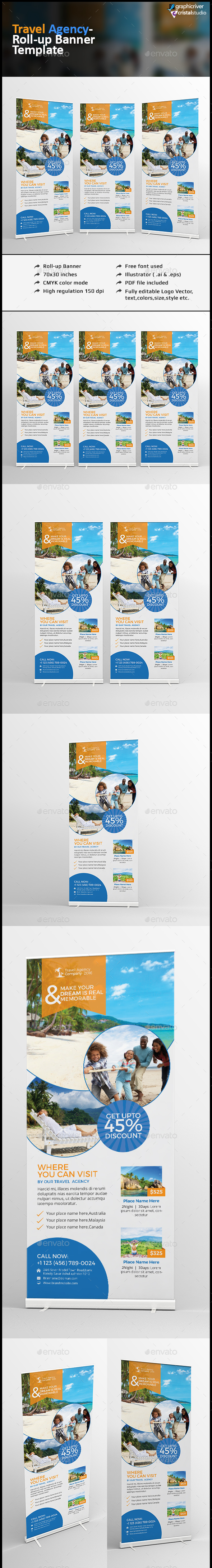Travel Agency Roll Up Banner - Signage Print Templates