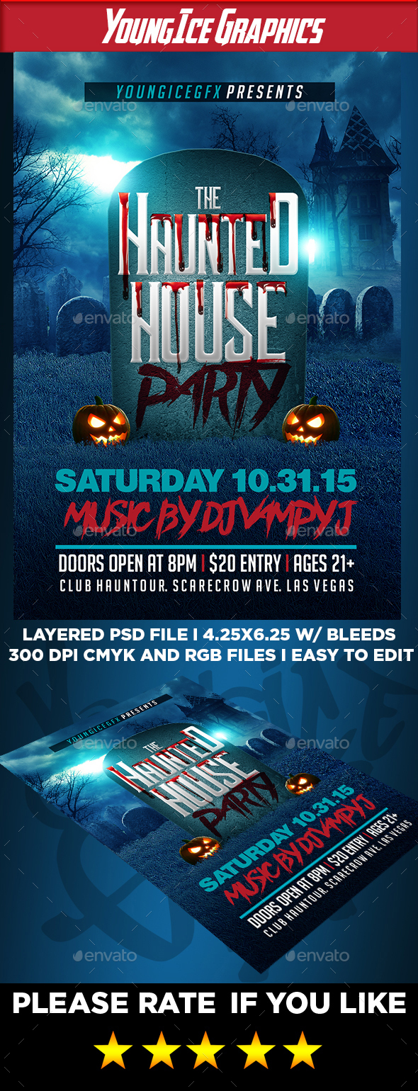 Haunted House Party Flyer Template - Clubs & Parties Events
