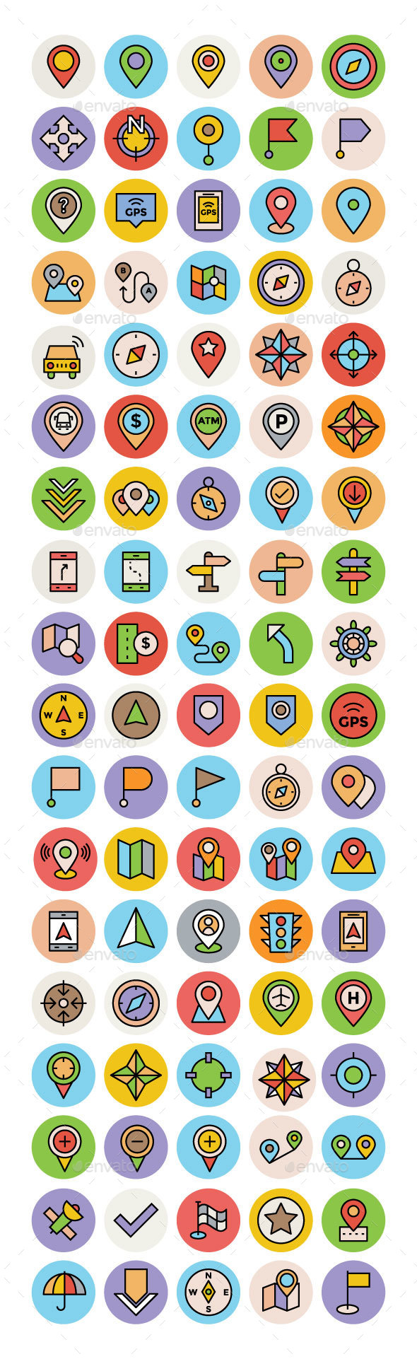 75+ Maps and Navigation Icons Set - Icons