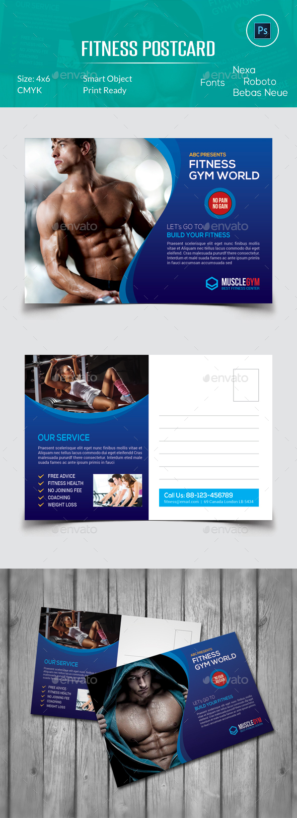 Fitness Postcard - Cards & Invites Print Templates
