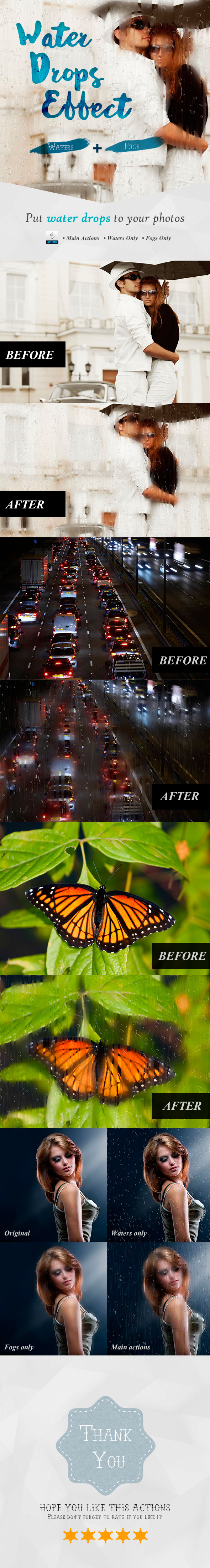 Water Drops Effect Photoshop Actions - Photo Effects Actions