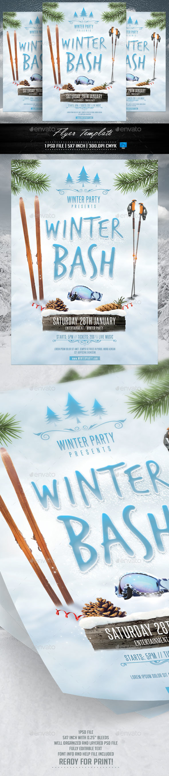 Winter Bash Flyer Template - Flyers Print Templates