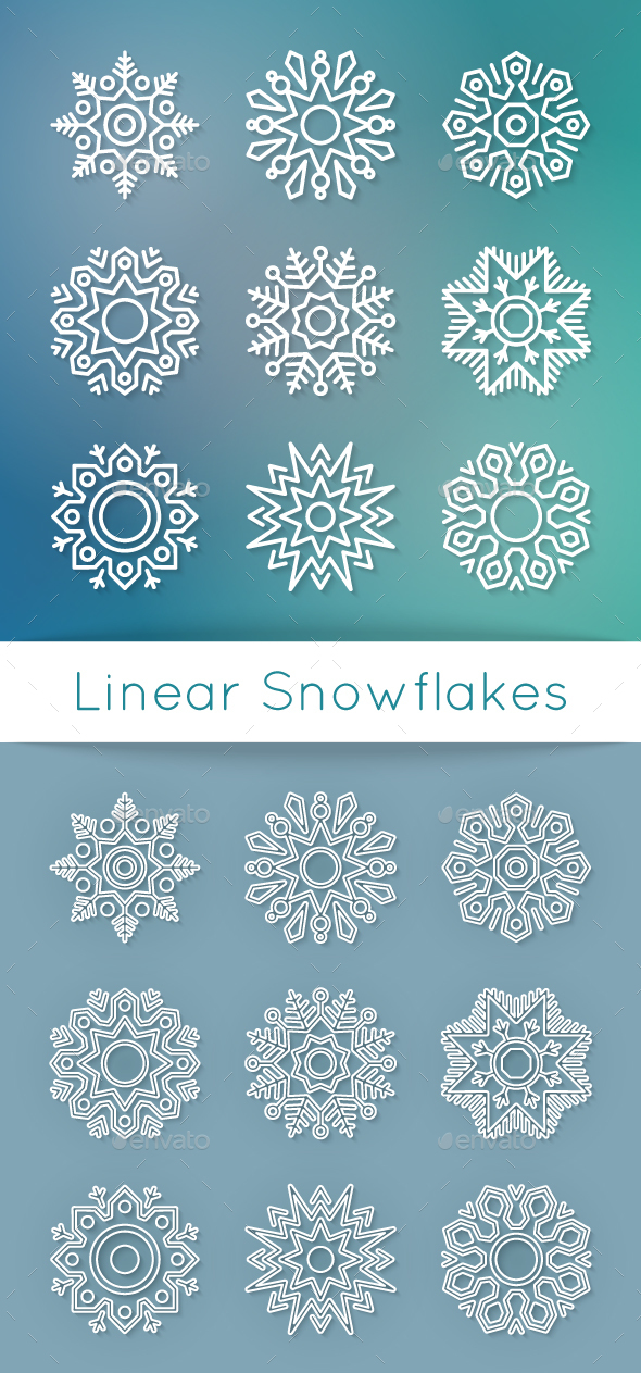 Christmas Flat Line Snowflakes - Christmas Seasons/Holidays