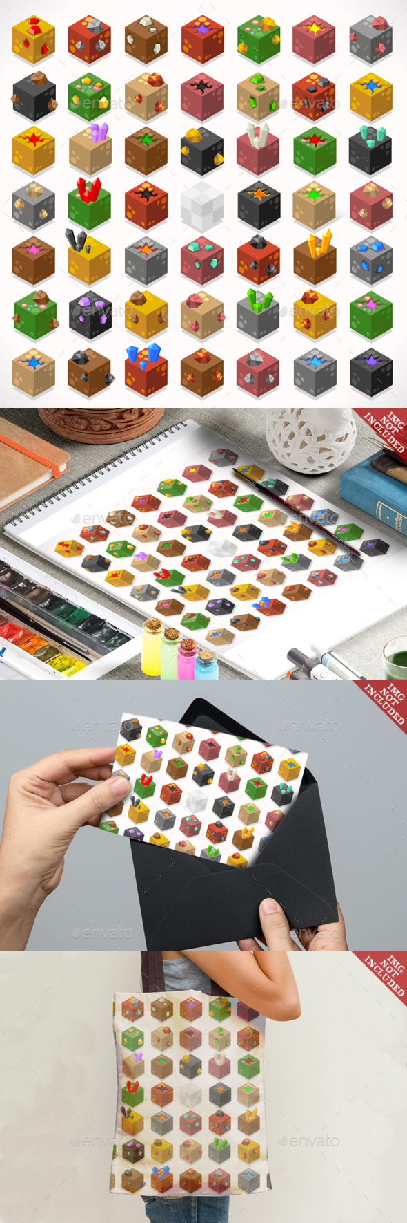 Mine Cube Elements Isometric - Organic Objects Objects