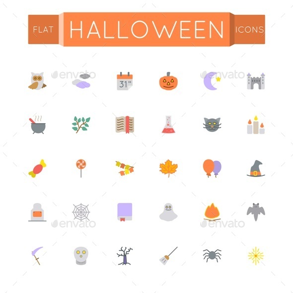Vector Flat Halloween Icons - Seasonal Icons
