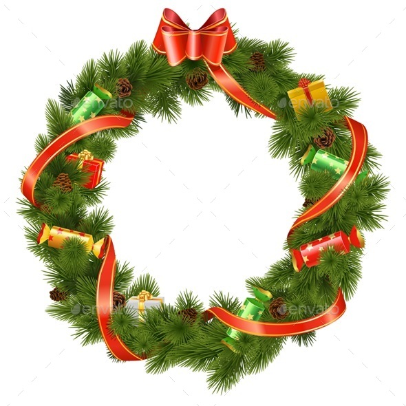 Vector Christmas Wreath with Candy - Christmas Seasons/Holidays