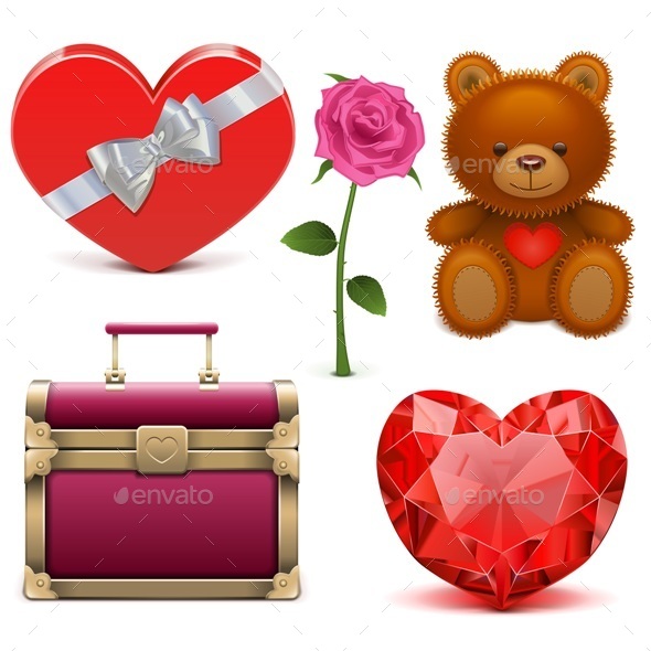 Vector Romantic Icons - Valentines Seasons/Holidays