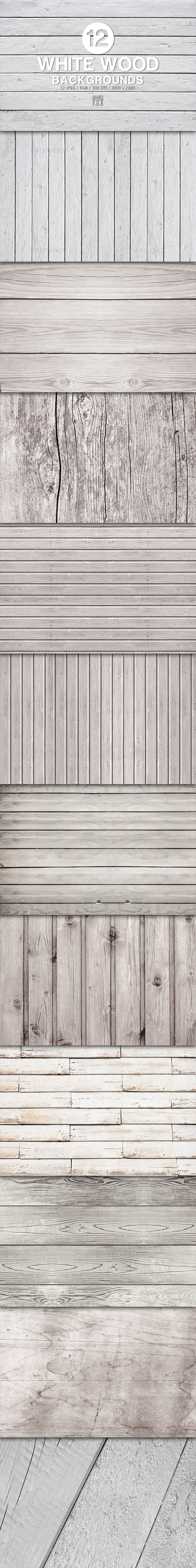 12 White Wood Backgrounds - Wood Textures