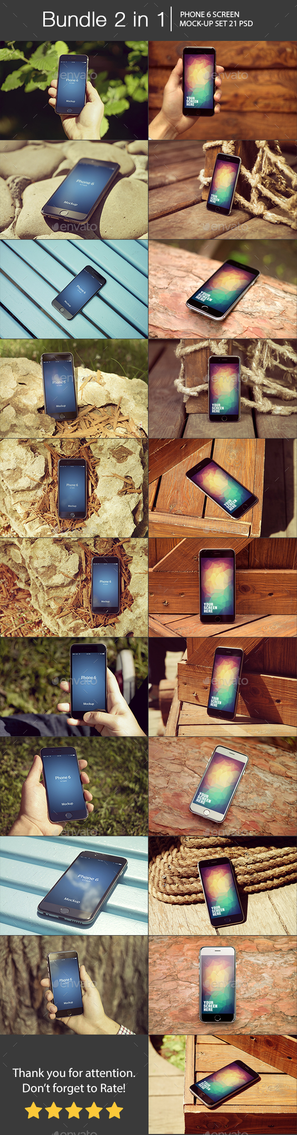 iPhone 6 Mockup Bundle 2 in 1 - Mobile Displays