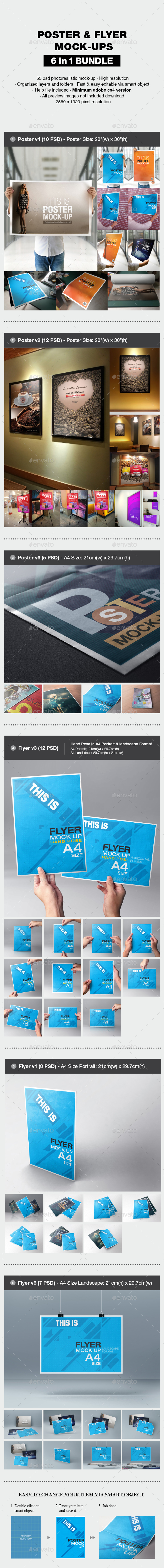 Poster & Flyer Mock-up Bundle - Print Product Mock-Ups