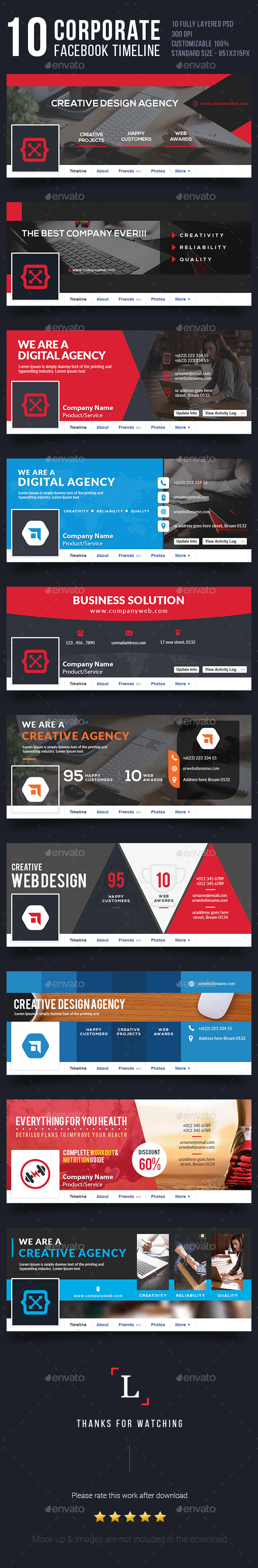 Corporate Facebook Timeline Bundle - Facebook Timeline Covers Social Media