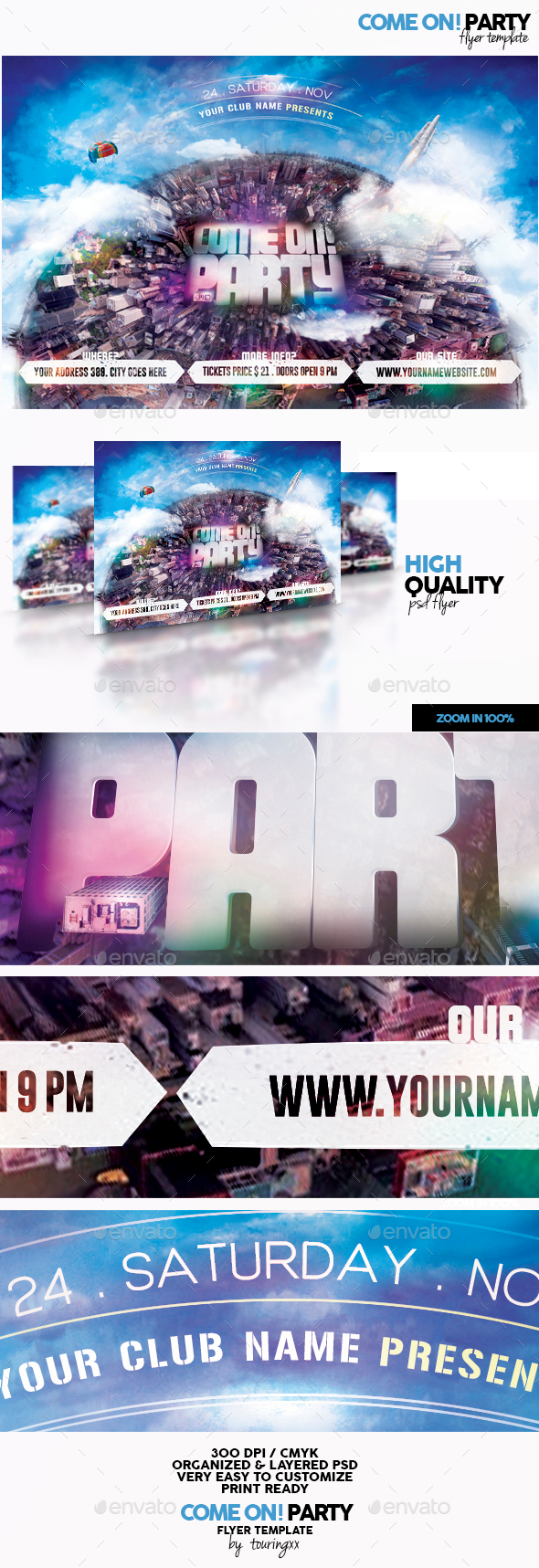 Come On! Party Flyer Template - Flyers Print Templates