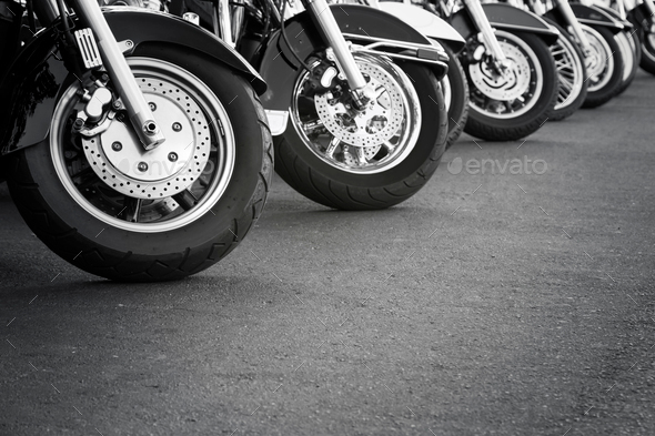 Motorcycles in a row  - Stock Photo - Images