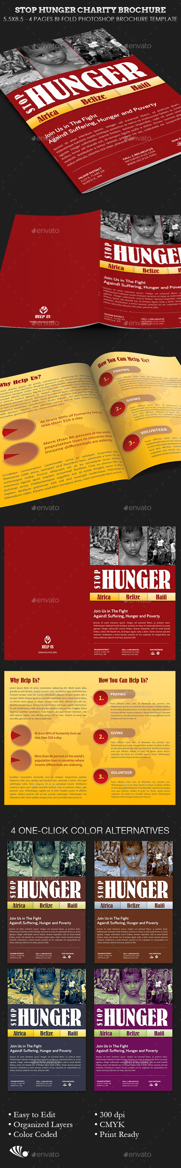 Stop Hunger Charity Brochure Template - Informational Brochures