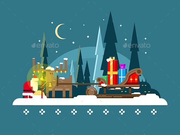 Christmas Sleigh Full Of Gifts - Christmas Seasons/Holidays