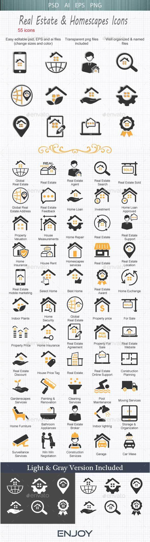 Real Estate & Homescapes Icons - Buildings Objects