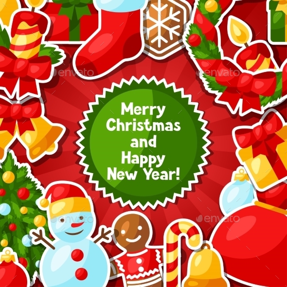 Merry Christmas And Happy New Year Sticker - Christmas Seasons/Holidays