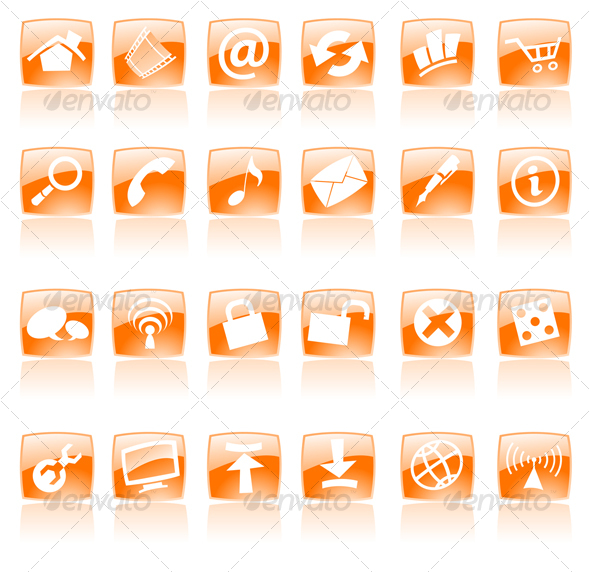 Orange glossy web icons - Web Icons
