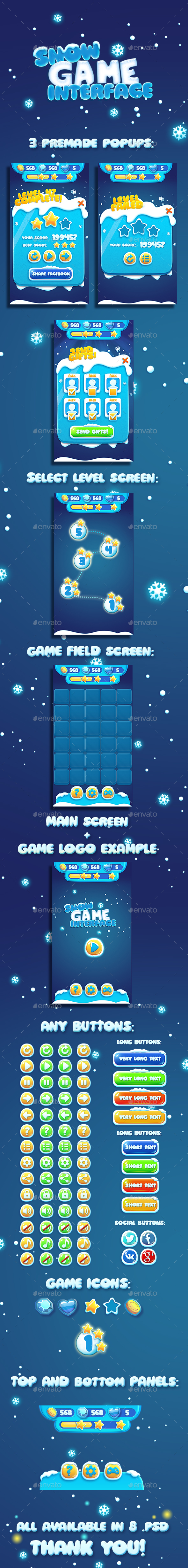 Christmas Snow Cartoon GUI - User Interfaces Game Assets