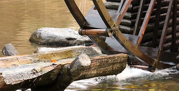 Water Mill - Water Hitting the Water Mill Wheel 3