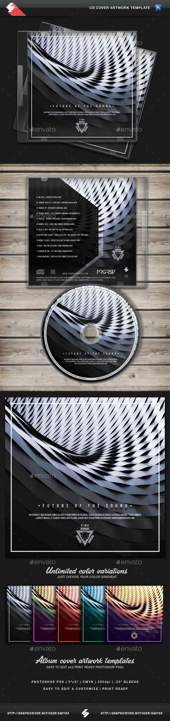 Future Of The Sound vol.2 - CD Cover Template - CD & DVD Artwork Print Templates